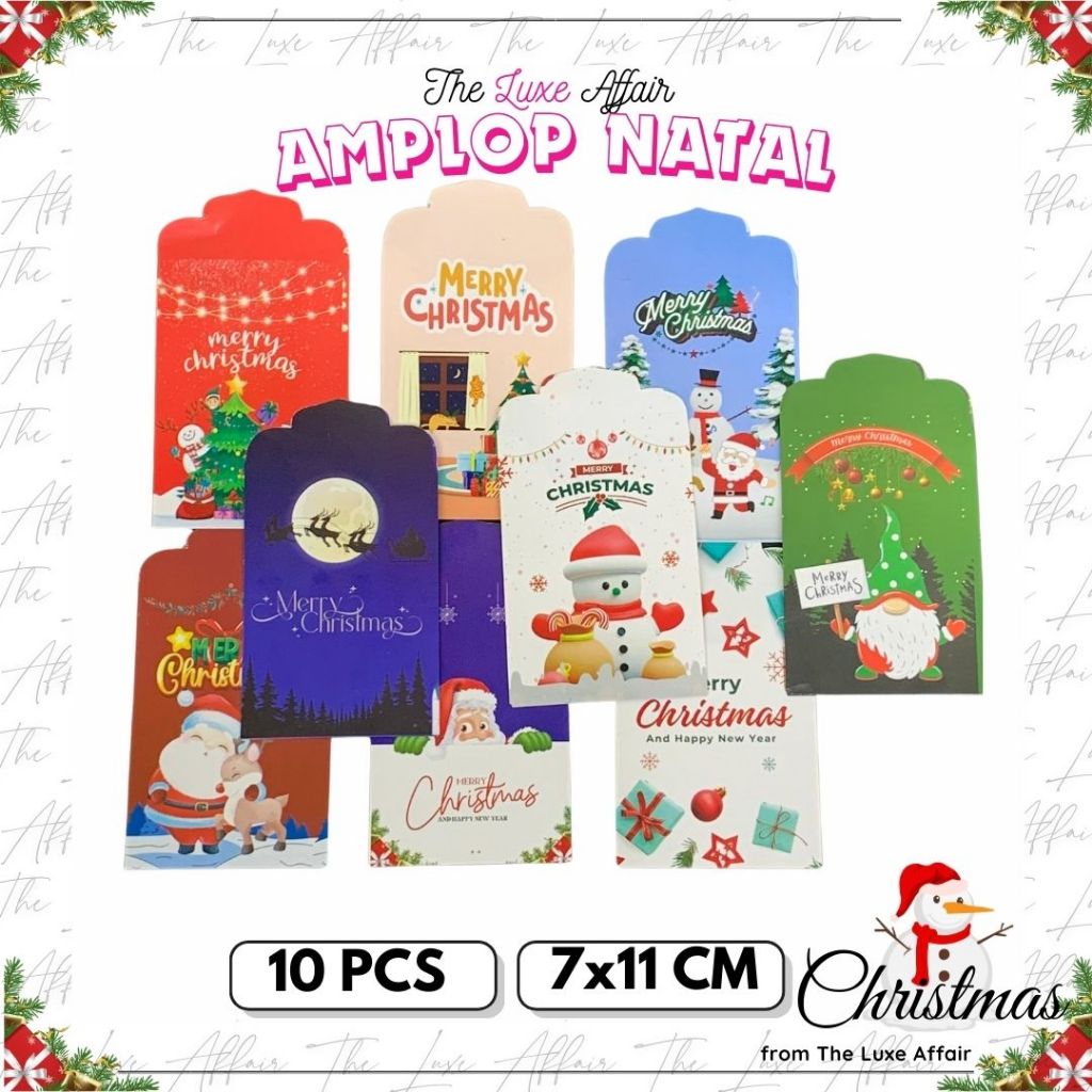 Isi 10 pcs Amplop Natal Per Karakter Angpau Natal Merry Christmas Amplop Natal Siap Pakai