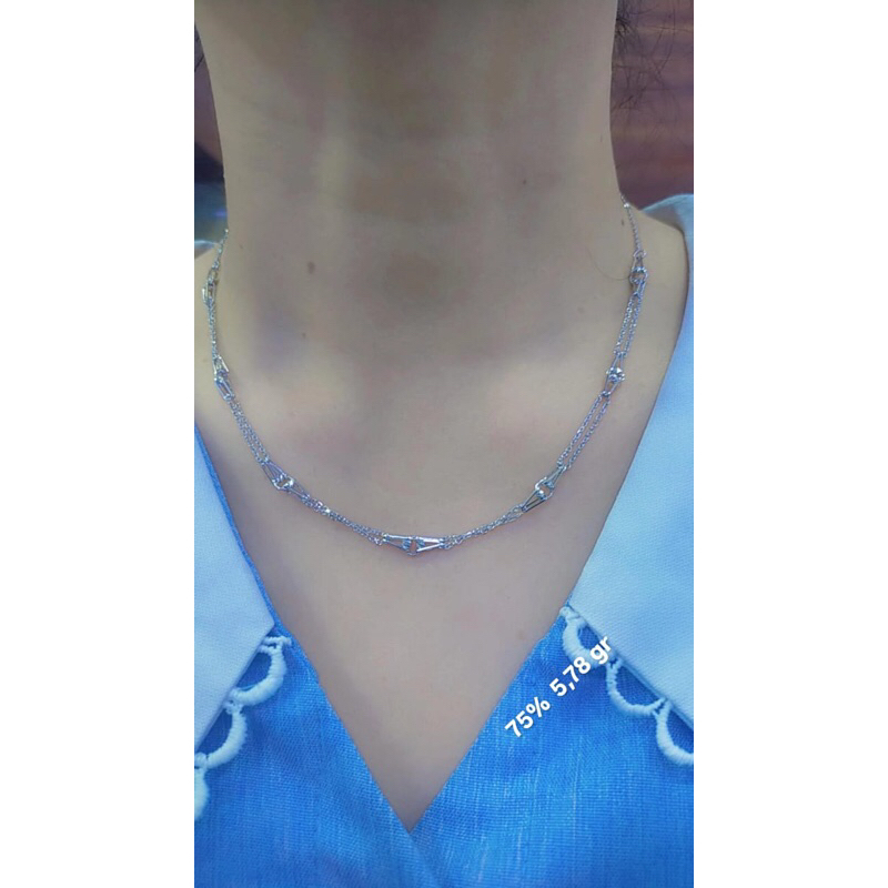Kalung 2layer emas 17K white gold