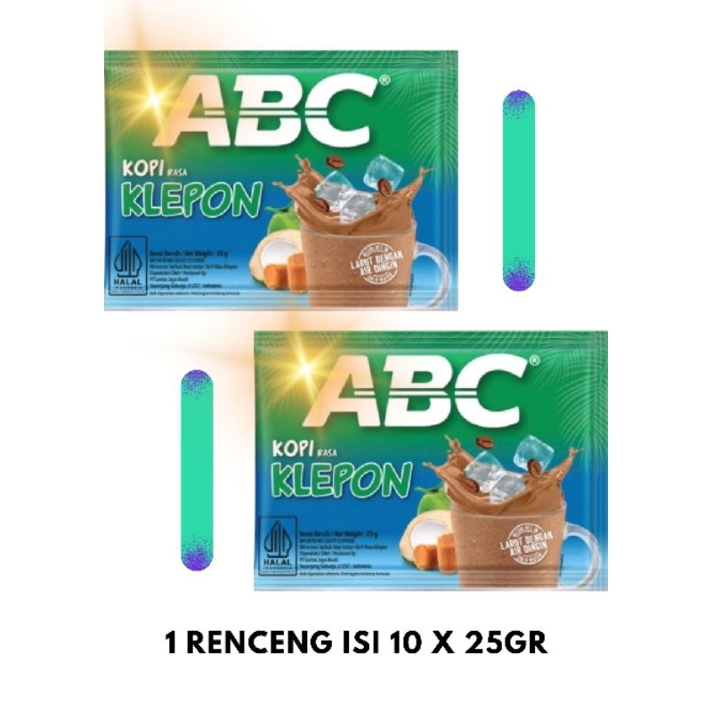 

Kopi Abc Klepon 1 Renceng isi 10 Sachet x 25gr