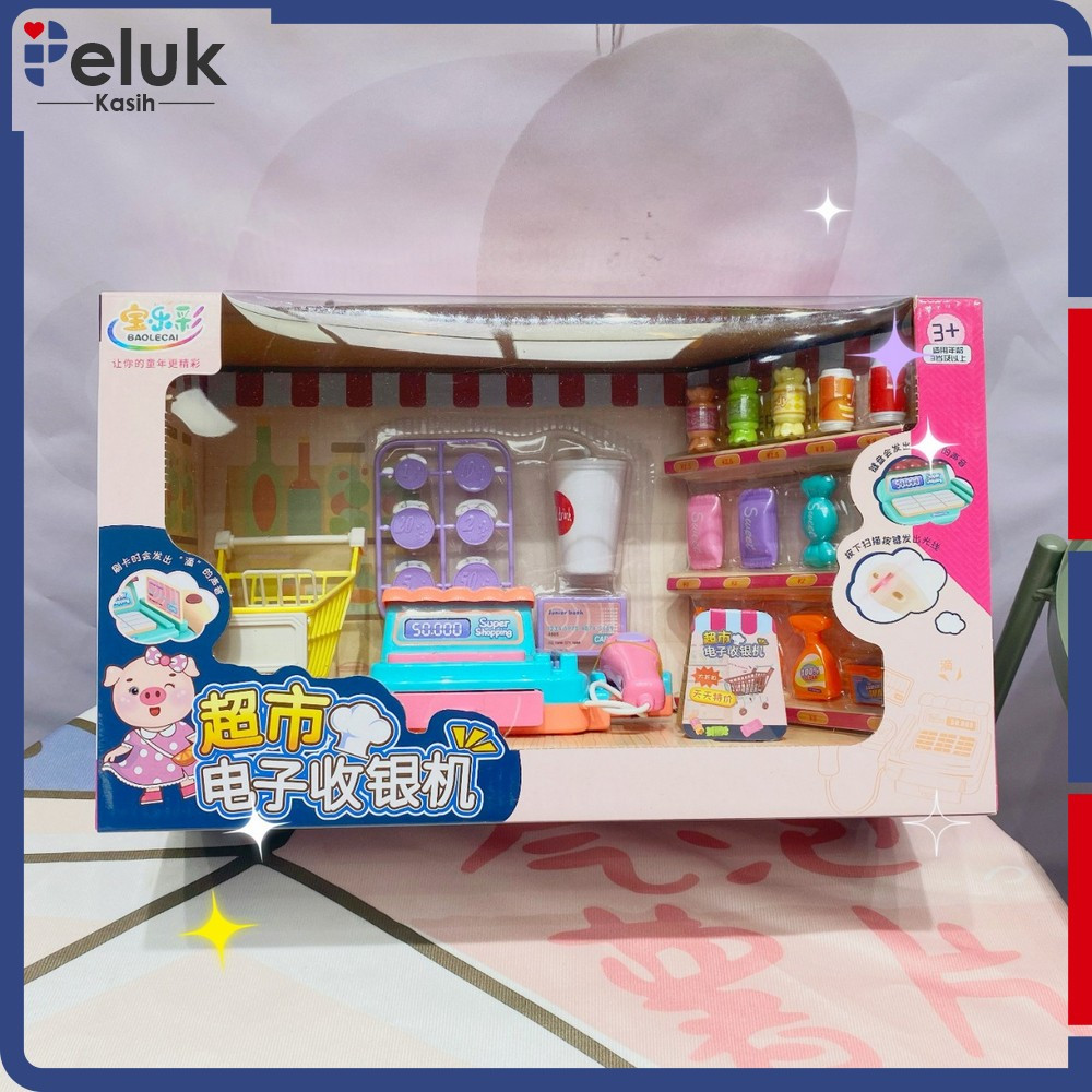 Mainan Mesin Kasir + Mainan Troli Belanja Anak / Cash Register Import / Mainan Kasir Kasiran Anak Pr