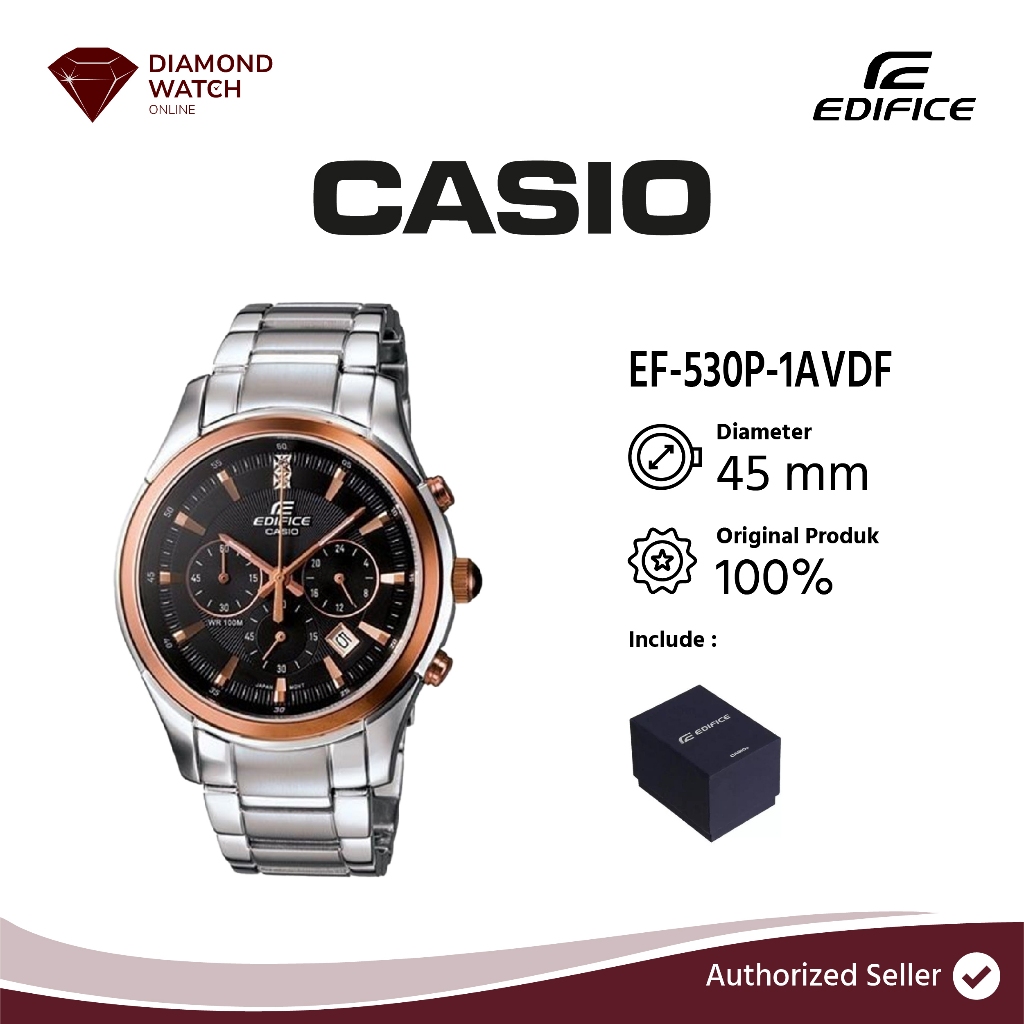 Casio Edifice Chronograph 45 mm Black Dial Silver Solid Stainless Steel EF-530P-1AVDF