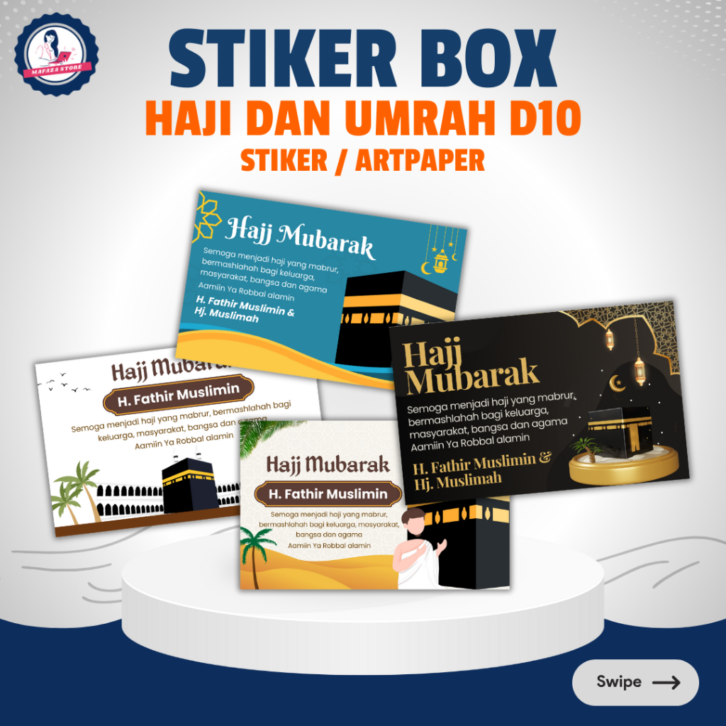 

Stiker Nasi Box bahan vinil bontak Request Tema Haji Umrah Mubarak Umroh cetak kartu ucapan Label Tasyakuran Custom