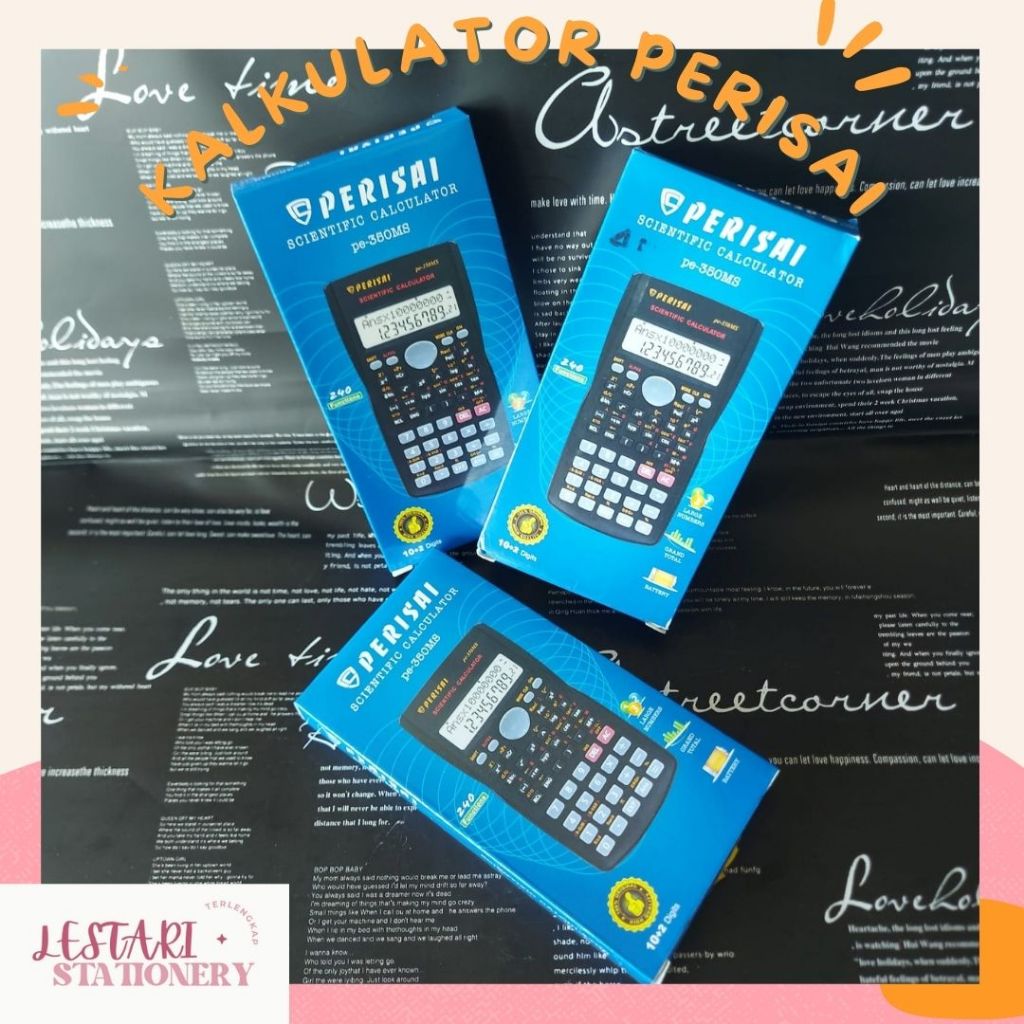 

Kalkulator Perisai PE-350 MS | Kalkulator Sin Cos Tan | Kalkulator Scientific | Lestari Stationery