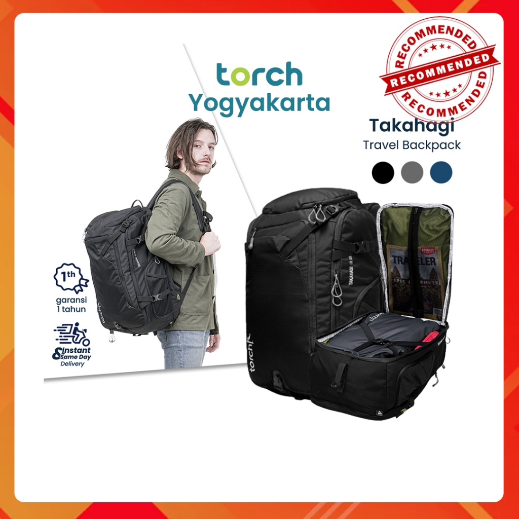 TORCH Takahagi Tas Ransel Mudik Travelling  Kerja Laptop Pria Wanita Tahan Air 40 Liter