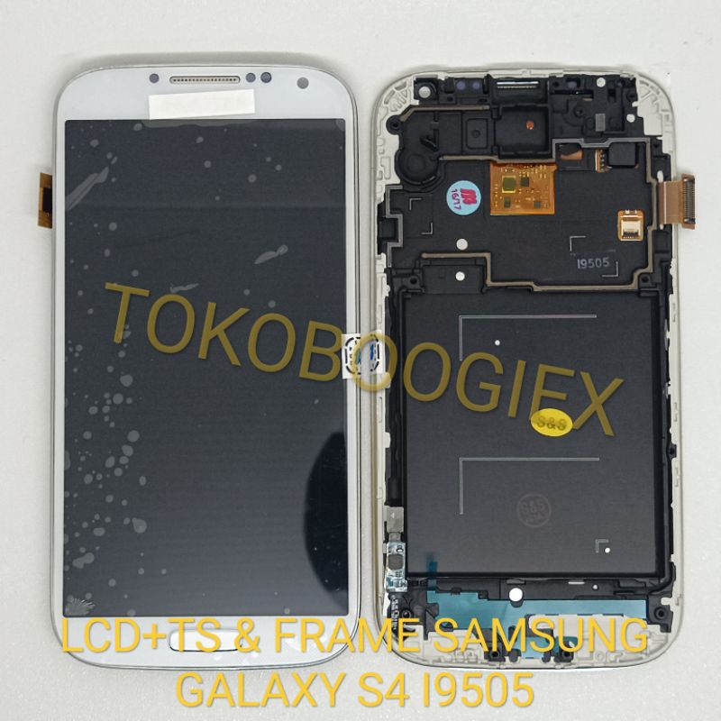 LCD Fullset + Frame Samsung Galaxy S4 LTE 4G i9505 ORIGINAL hitam putih