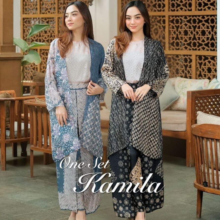 HJ6 KINNAS  KAMILA Set Outer dan Celana Kulot Batik Kerja Wanita Modern  Setelan Outer  Kulot Batik 
