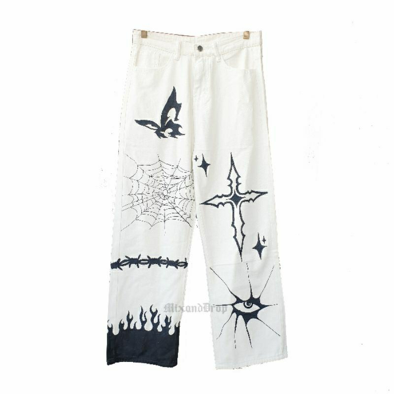 CHAOS Denim Long Pants Painted | Celana Jeans Painted | Celana Loose Jeans | Celana Loose Fit | Cela