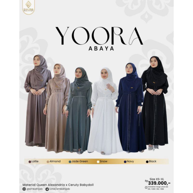 READY Yoora Gamis Abaya Dress By Emka Hijab - Bahan Queen Alexandria x Ceruty baby doll