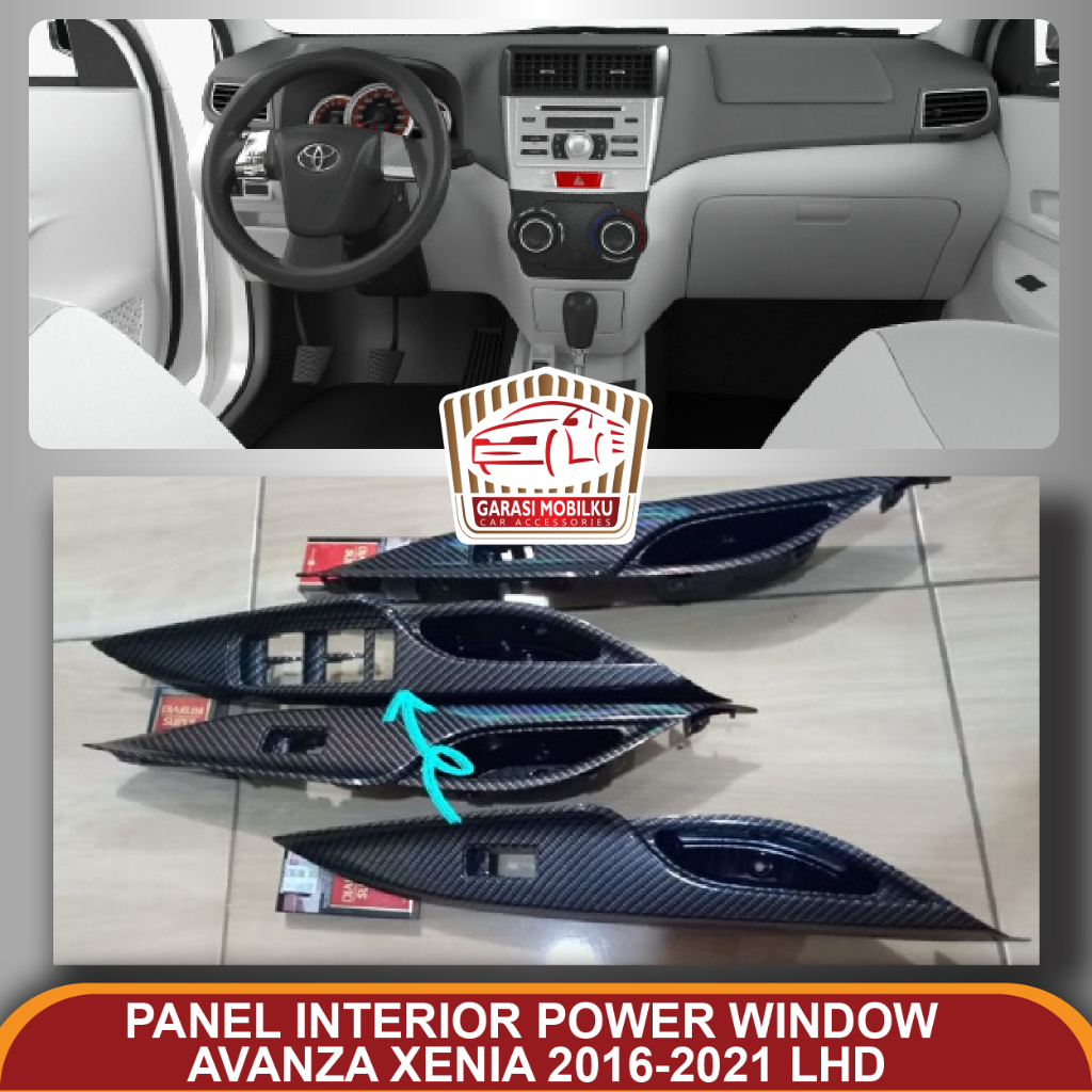 Panel Interior Power Window Avanza Xenia Veloz 2016-2021 LHD Stir Kiri Carbon Wood