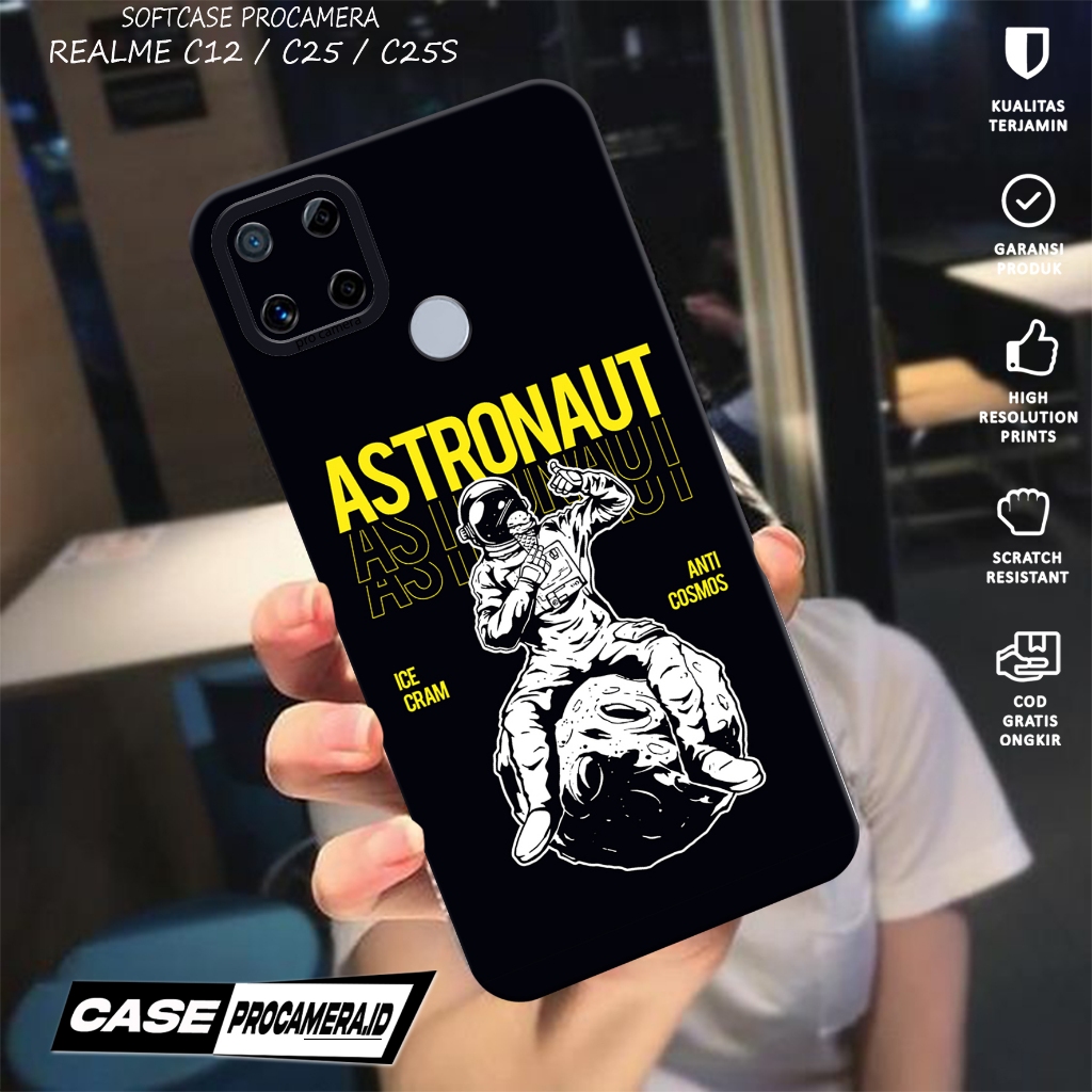 Case compatible for REALME C12 C25 C25S - Casing Procamera REALME Terbaru 2025 { Case ASTRONOT2} Sil