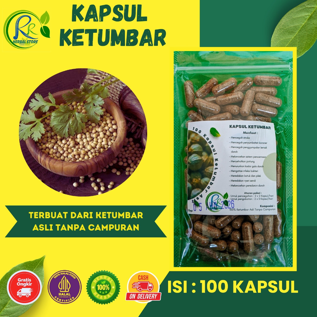 100 Kapsul Ketumbar Herbal Asli