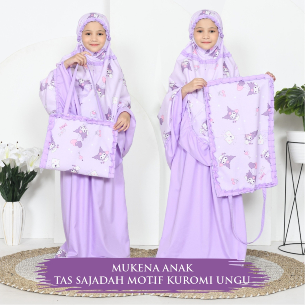 Mukena Anak Perempuan Mukena Anak Kuromi Ungu (TAS SEJADAH) Mukena Anak Anak Mukena Anak Murah Sajad
