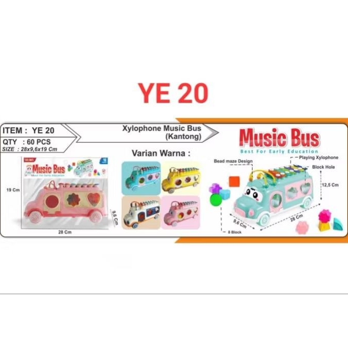 Mainan Edukasi Xylophone Music Bus YE 19/YE 20