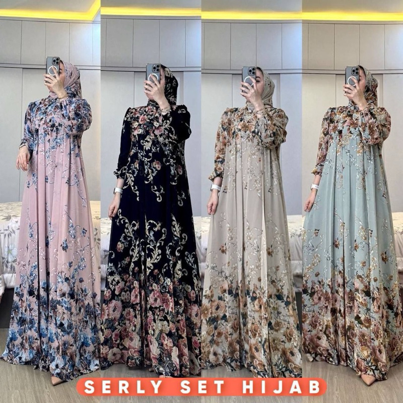 Gamis set hijab Descia Malika dress wanita mewah busui friendly gamis ceruti elegan set hijab