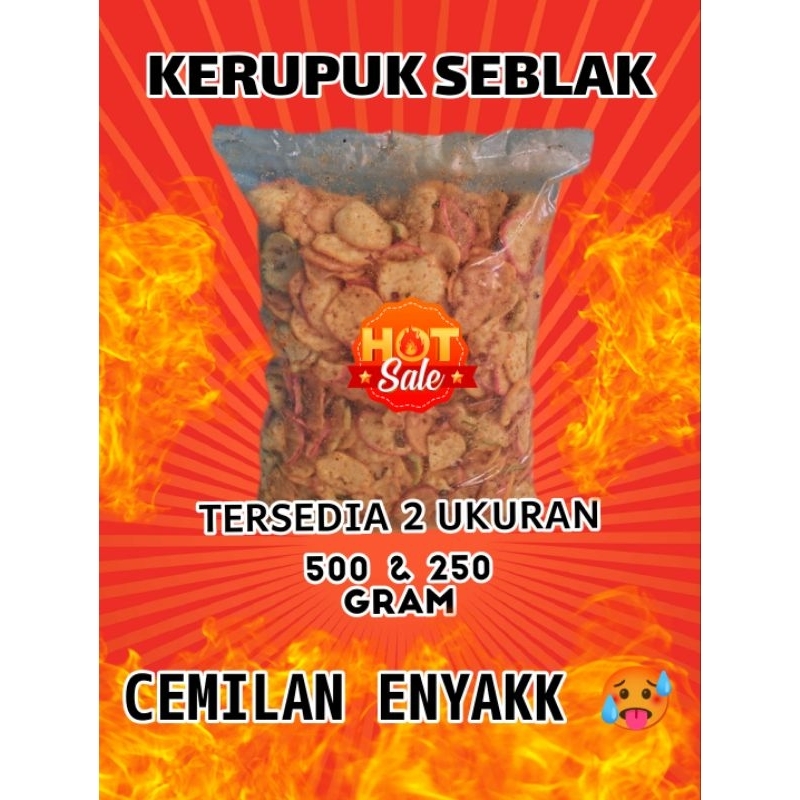 

Kerupuk seblak pedas tersedia 2 ukuran 250&500 gram