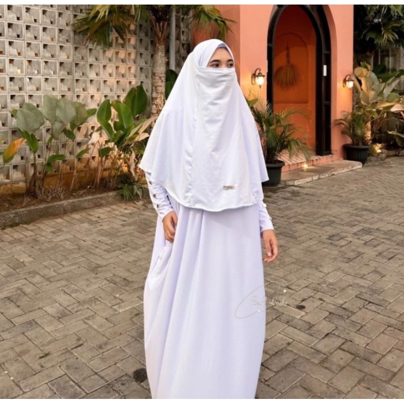 Inayah Abaya Set Khimar (Abaya bahan Jersey Set Khimar 4in1) - Abaya Bahan Jersey Inayah Set Khimar 