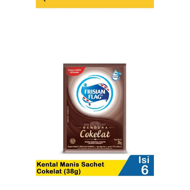 

FRISIAN FLAG SUSU KENTAL MANIS PUTIH/COKELAT sachet 38g x 6 pcs / Bendera kental manis