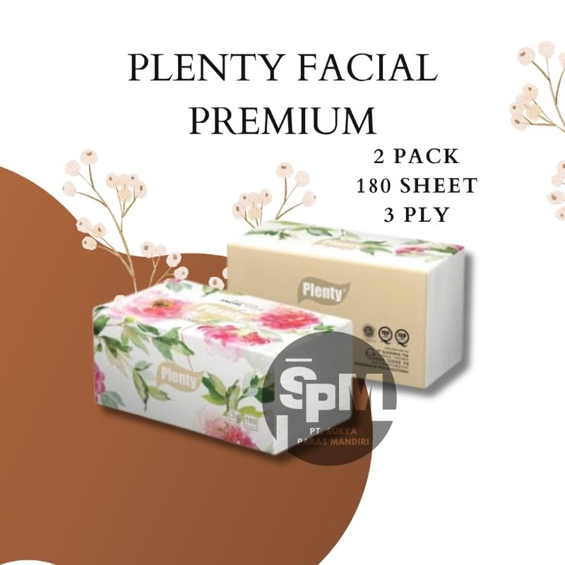 Tissue Plenty Facial Premium 2 pcs 3ply 180 sheet, Tisu Wajah Super Tebal, Tissu Wajah Halus Lembut