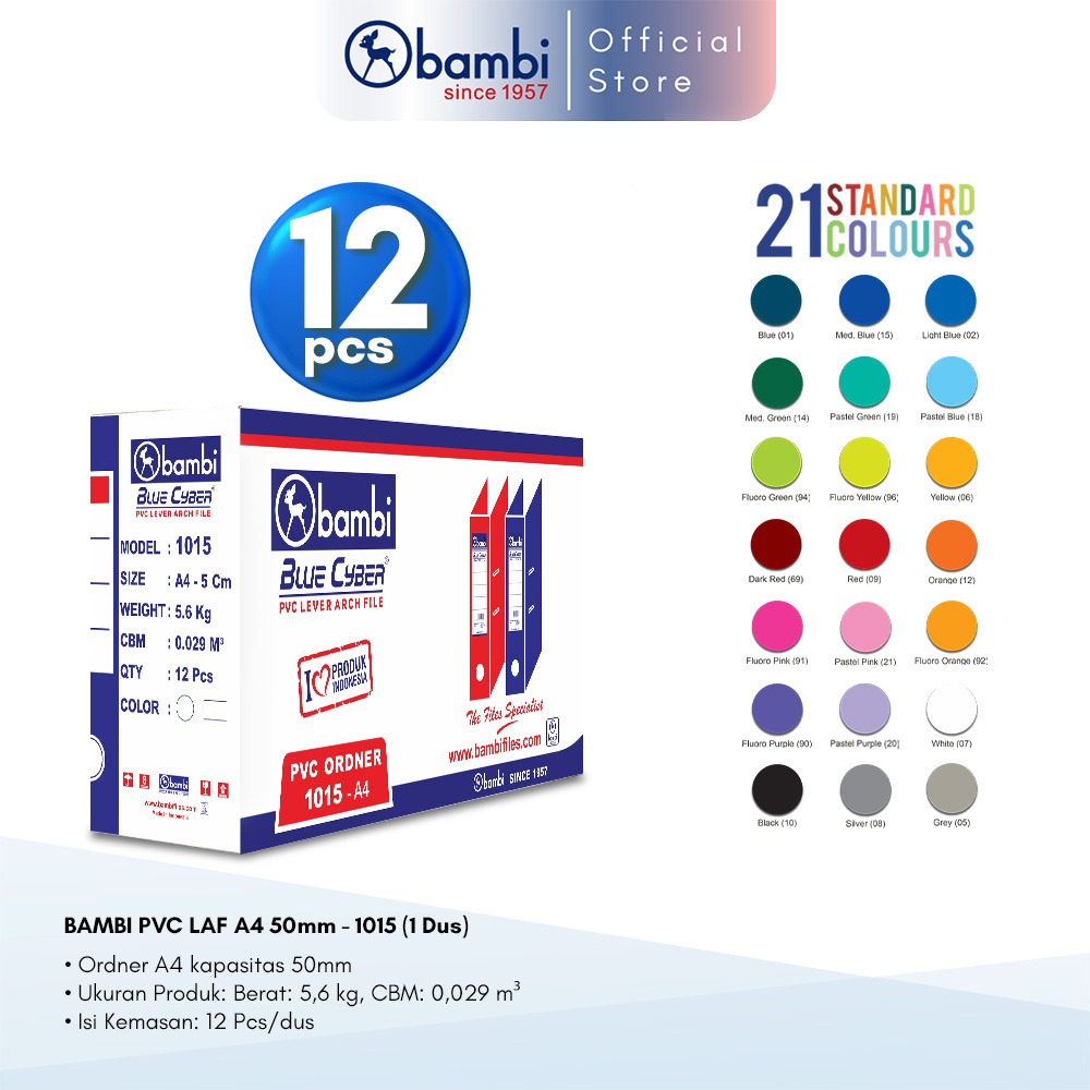 

1 DUS BAMBI LEVER ARCH FILE ORDNER A4 ALL COLOR MEDIUM SIZE 50 MM ORIGINAL
