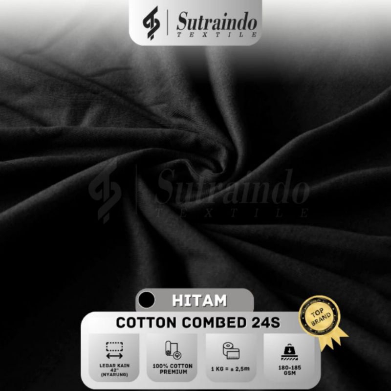 KAIN COTTON COMBED 24S (HITAM) PER 0.5 KG