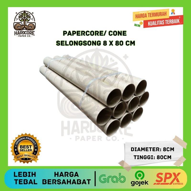 

Selongsong / Bobin / Paper Core / Cones / Packing Sticker / Packing Joran / Packing Poster 8 x 80 cm