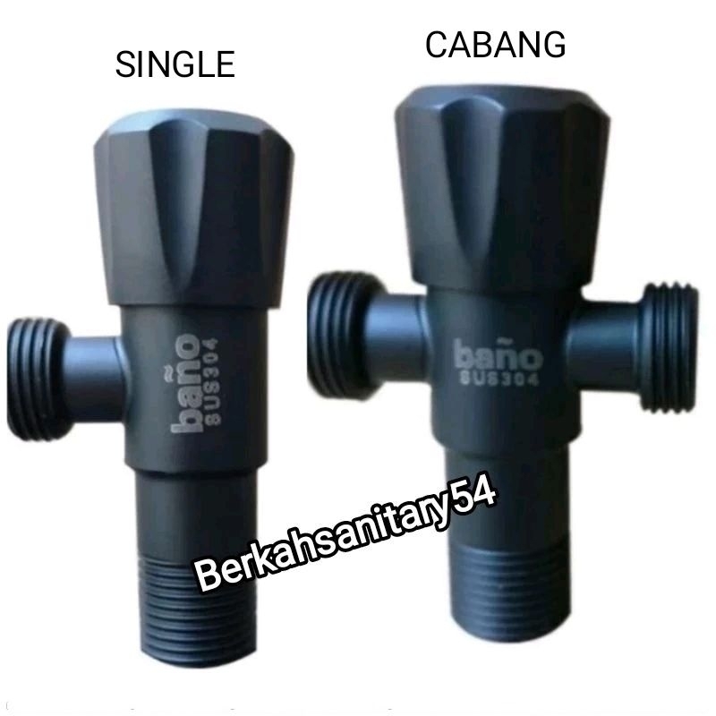 Stop Kran Single Bano Hitam/Stop Kran Double Hitam Stainless Sus 304 Tebal/Stop Kran Closet/Shower/W
