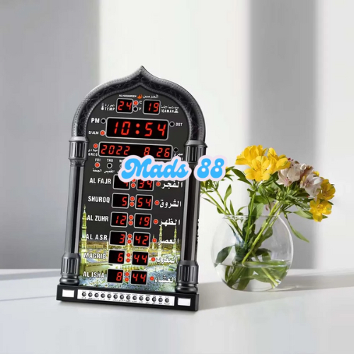 Jam Dinding Digital Fitur Adzan Azan Alarm Alarem Kelender Tanggal Dekorasi Hias Meja Ruangan Esteti