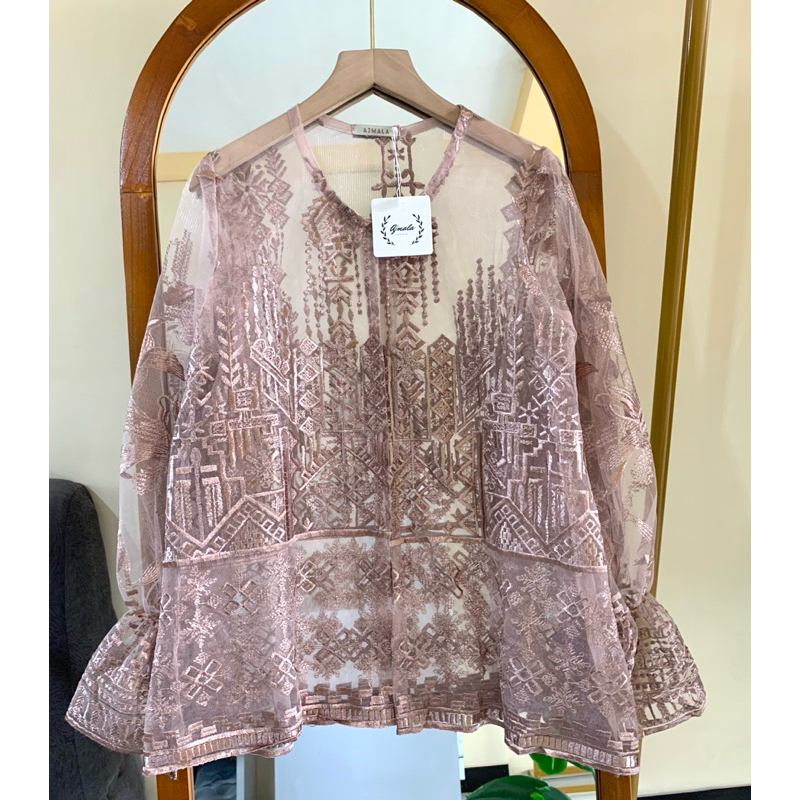 Outer brokat etnik Rose gold / outer brukat panjang / baju kondangan / baju kebaya / baju wisuda / A