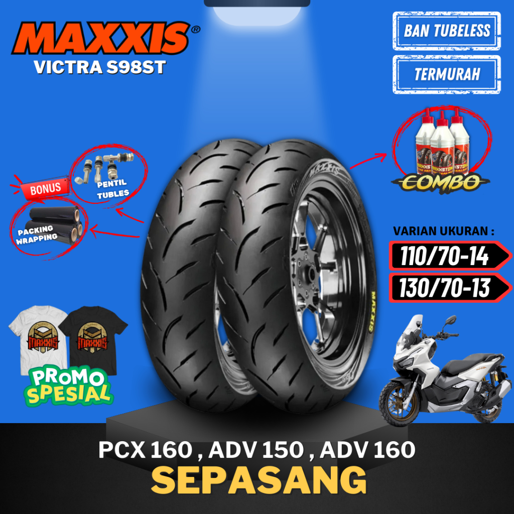 [PAKET SEPASANG MURAH] MAXXIS VICTRA RING 14 ( 110/70-14 & 130/70-13 ) / BAN MAXXIS TUBELESS RING 14