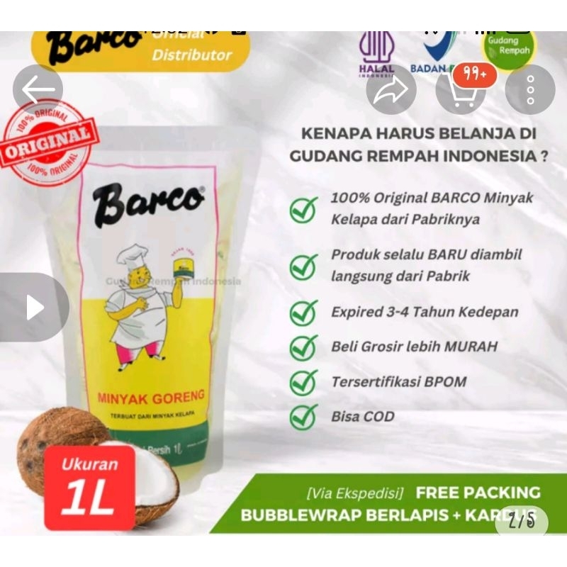 

Minyak kelapa Barco 1liter
