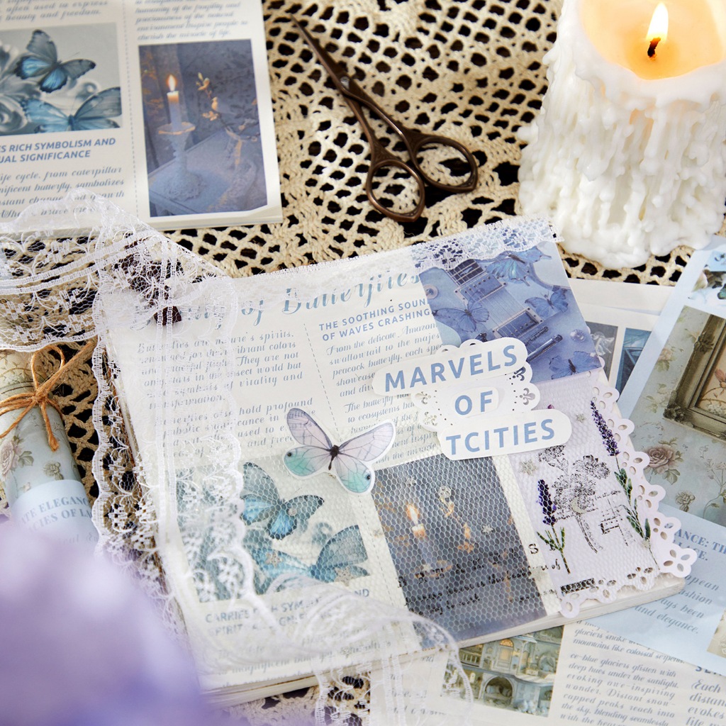 

lkjj 09 50Pcs Paper Traces moon and stars sinking series material Journal Decor Kertas Dekorasi Buku