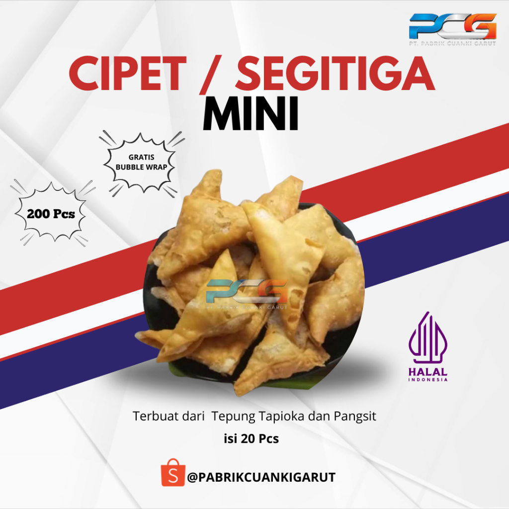 

CIPET MINI/ SEGITIGA MINI ISI 10 BUNGKUS TOPING SEBLAK DAN BASO ACI TERMURAH KHAS GARUT