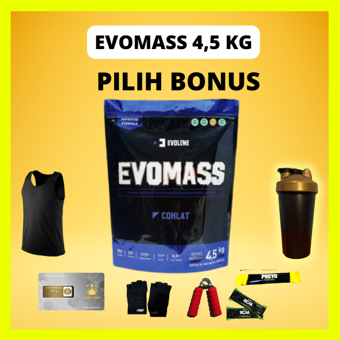 

EVOMASS 4,5 KG KILOGRAM BY EVOLENE EVO MASS MAS HALAL 10 LBS SUSU PROTEIN SUSU GYM GAINER