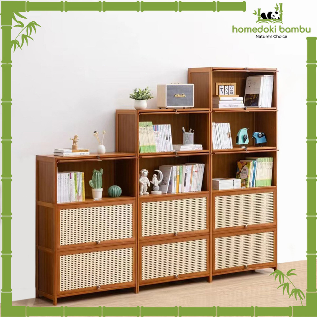 Homedoki Bambu  - Lemari Buku Minimalis Tertutup/Lemari Buku Minimalis/Lemari Buku Tertutup/Rak Serb