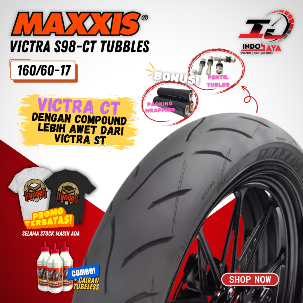 (READY STOCK) BAN MAXXIS VICTRA 98CT TUBELESS RING 17 (160/60-17) BAN TUBBLES GAMBOT MOTOR BEBEK SUP
