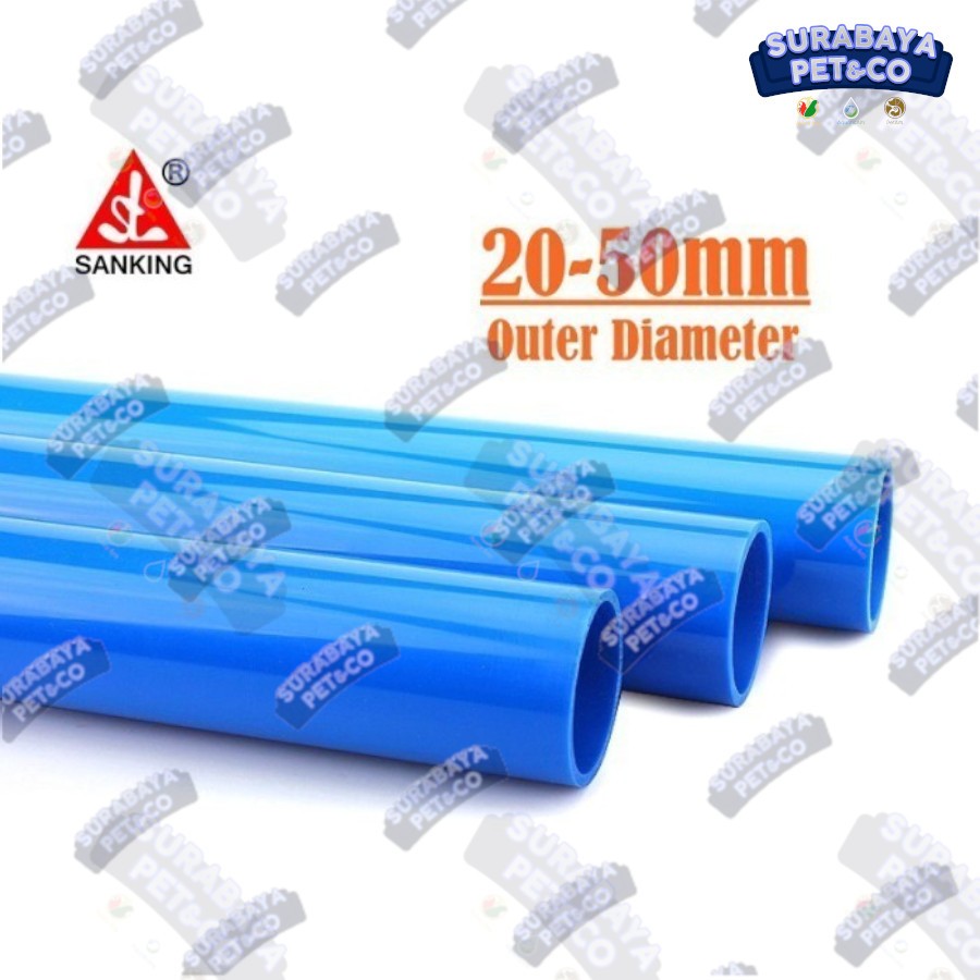SANKING PVC Pipe 50mm Blue Pipa Biru 50mm Aquarium Kolam Filter Instalasi Berkualitas Premium - Sura