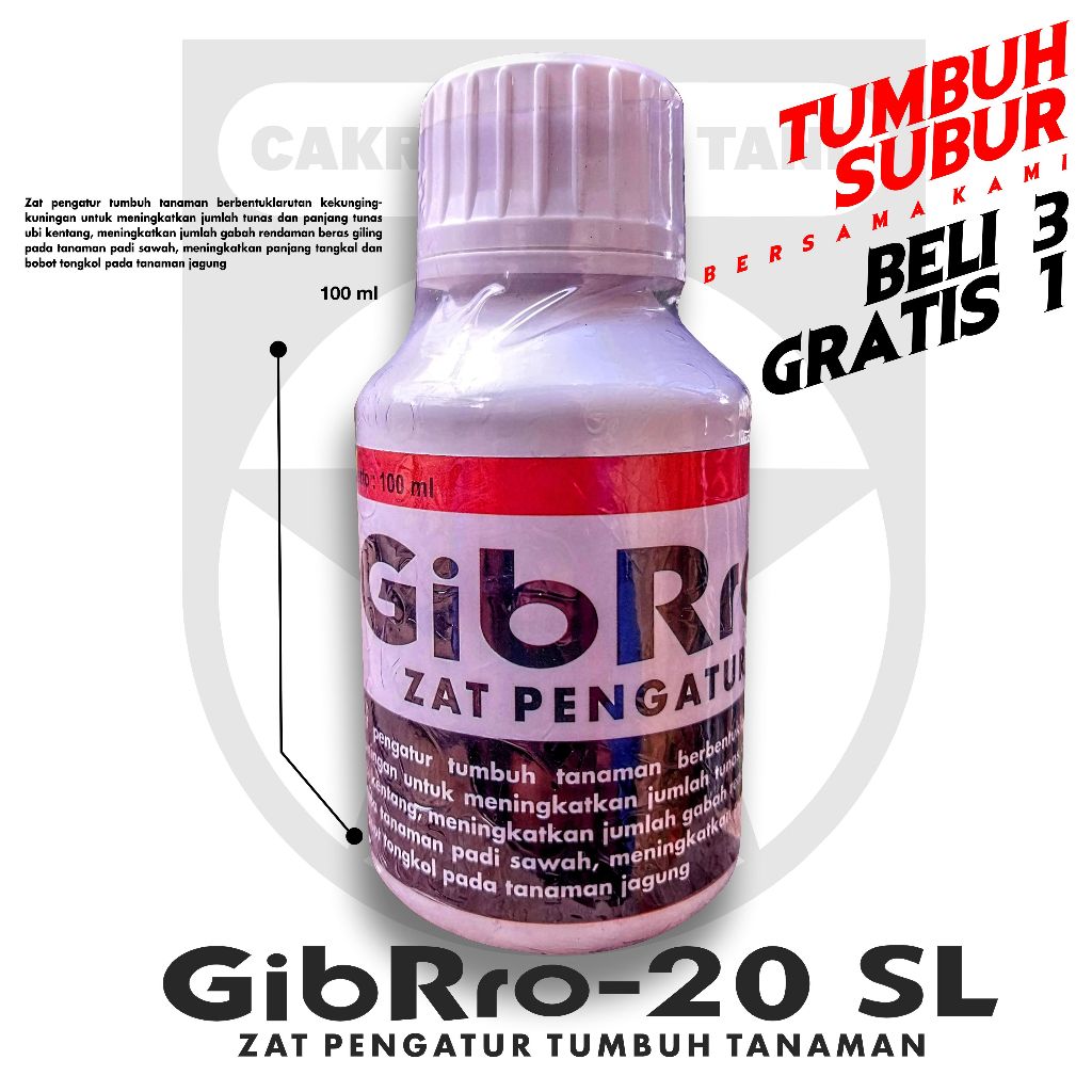 GIBRO HORMON PENGATUR TUMBUH TANAMAN B.A GIBRELIN GA3