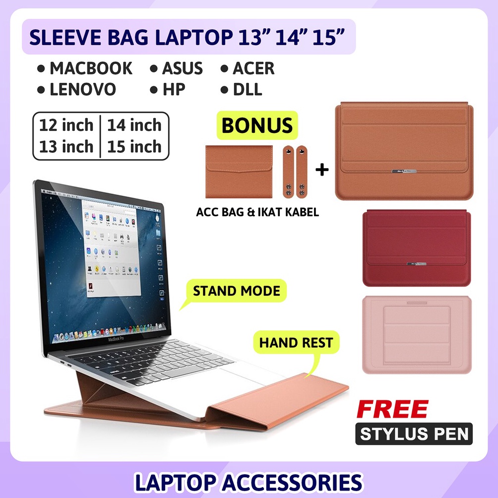KODE R33T Tas Sleeve Stand Bag Cover Sarung Casing Laptop 11 12 13 14 15 inch Asus Lenovo HP Acer De