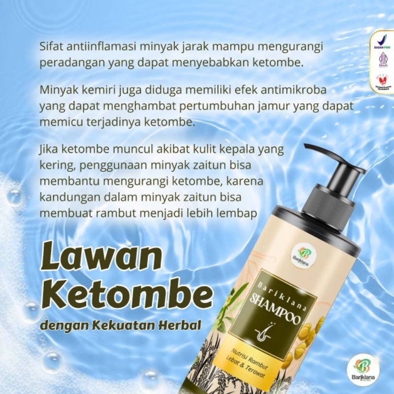 Shampoo kemiri Bariklana SHAMPO HERBAL BARIKLANA 100ml NON SLS dengan Kemiri bakar Urang Aring Minya