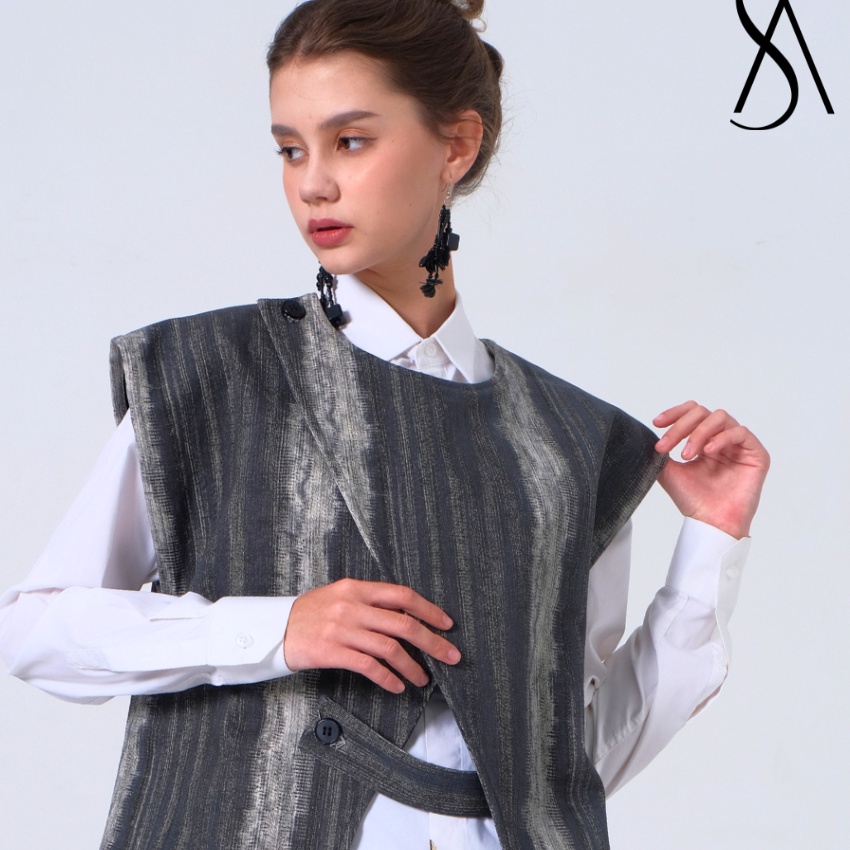 KI3 Synaf  Ryota Vest Outer Rompi Wanita Tanpa Lengan Bahan Jeans