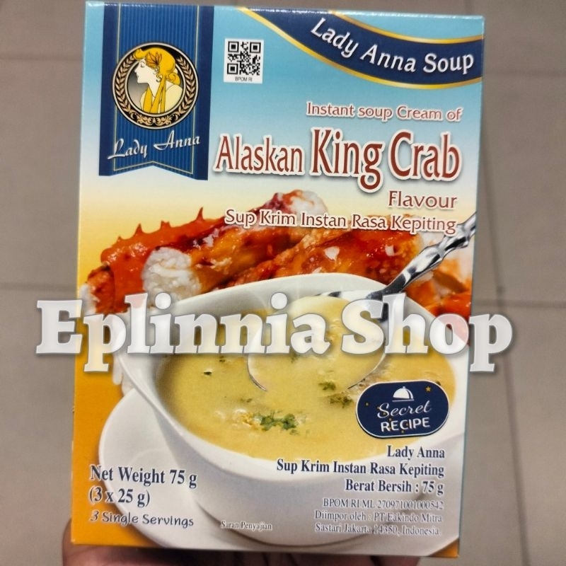 

Lady Anna Instan Soup Cream Of Alaskan King Crab 75 gr - Lady Ana Krim Sup Rasa Kepiting