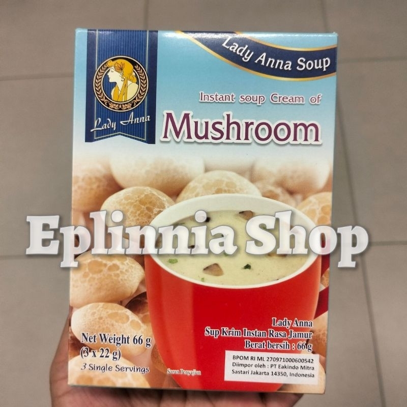 

Lady Anna Instan Soup Cream Of Mushroom 66 gr - Lady Ana Krim Sup Rasa Jamur