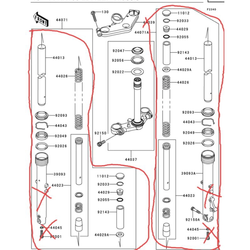 komponen isian sok shock depan set Ninja 150 R SS original