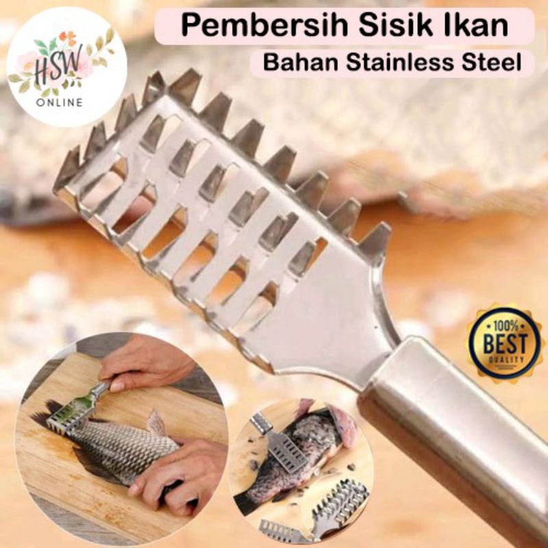 Pisau Pembersih Sisik Ikan Stainless Alat Kerokan Sisik Ikan Serbaguna