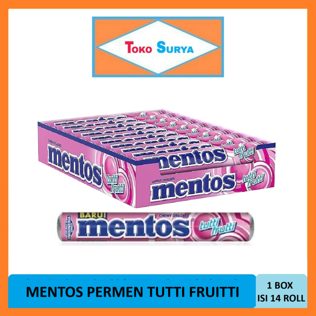 

Permen Mentos Roll Rasa Tutti Frutti 1 Box Isi 14 Roll