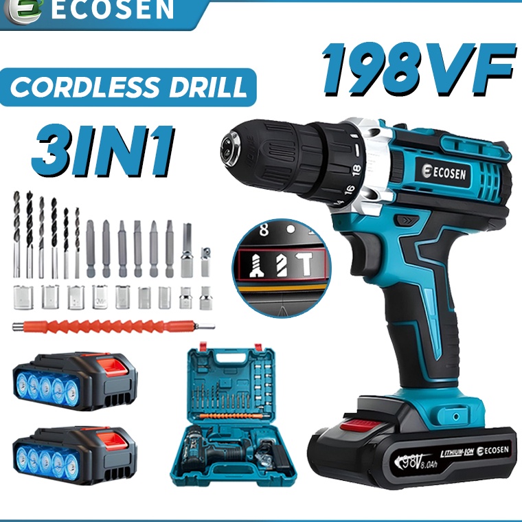 Harga Termurah ECOSEN Mesin Bor Tangan Bor Listrik Cordless Drill Battery Bor Cordless Screwdriver M