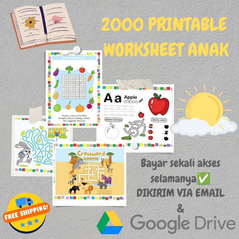 2000 Printable Worksheet Anak Usia 2-5 Tahun