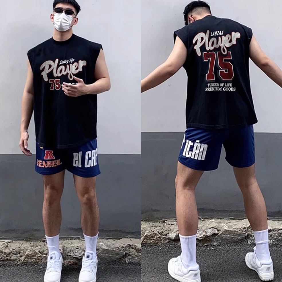 Tren Terbaru Atasan rompi pakaian luar kanvas gaya hiphop Amerika atasan rompi pria musim panas baru