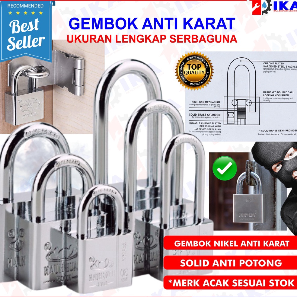 Baru Gembok Stanless Anti KaratAnti MalingGembok Anti RustGembok Anti Cut Gembok Rumah Pagar Gembok 