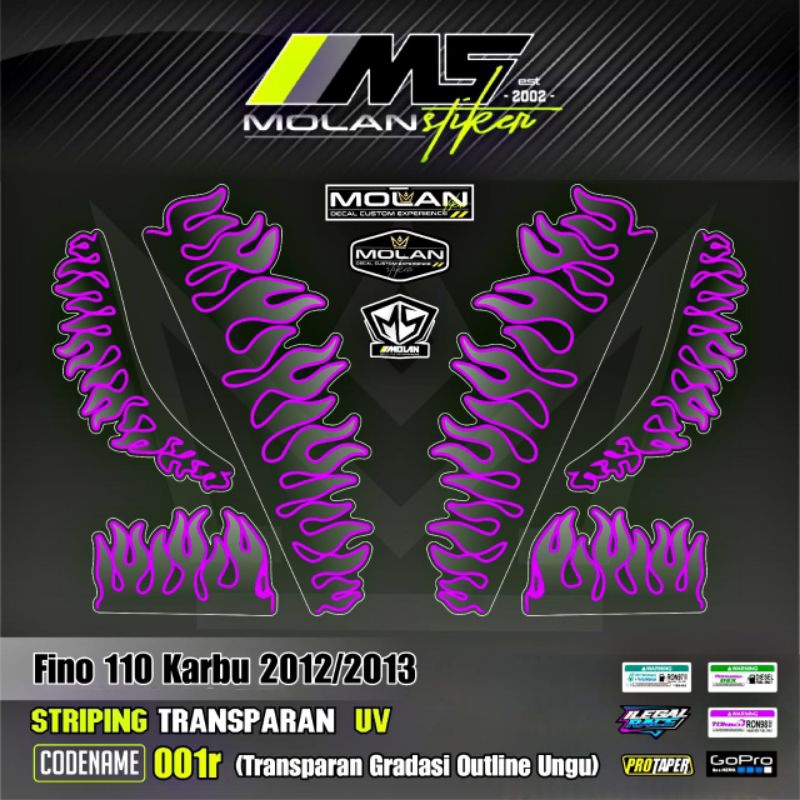 Decal Sticker Striping Variasi Transparan Uv Fino Karbu Api Fino Karbu Justin Bieber Yamaha Fino 115